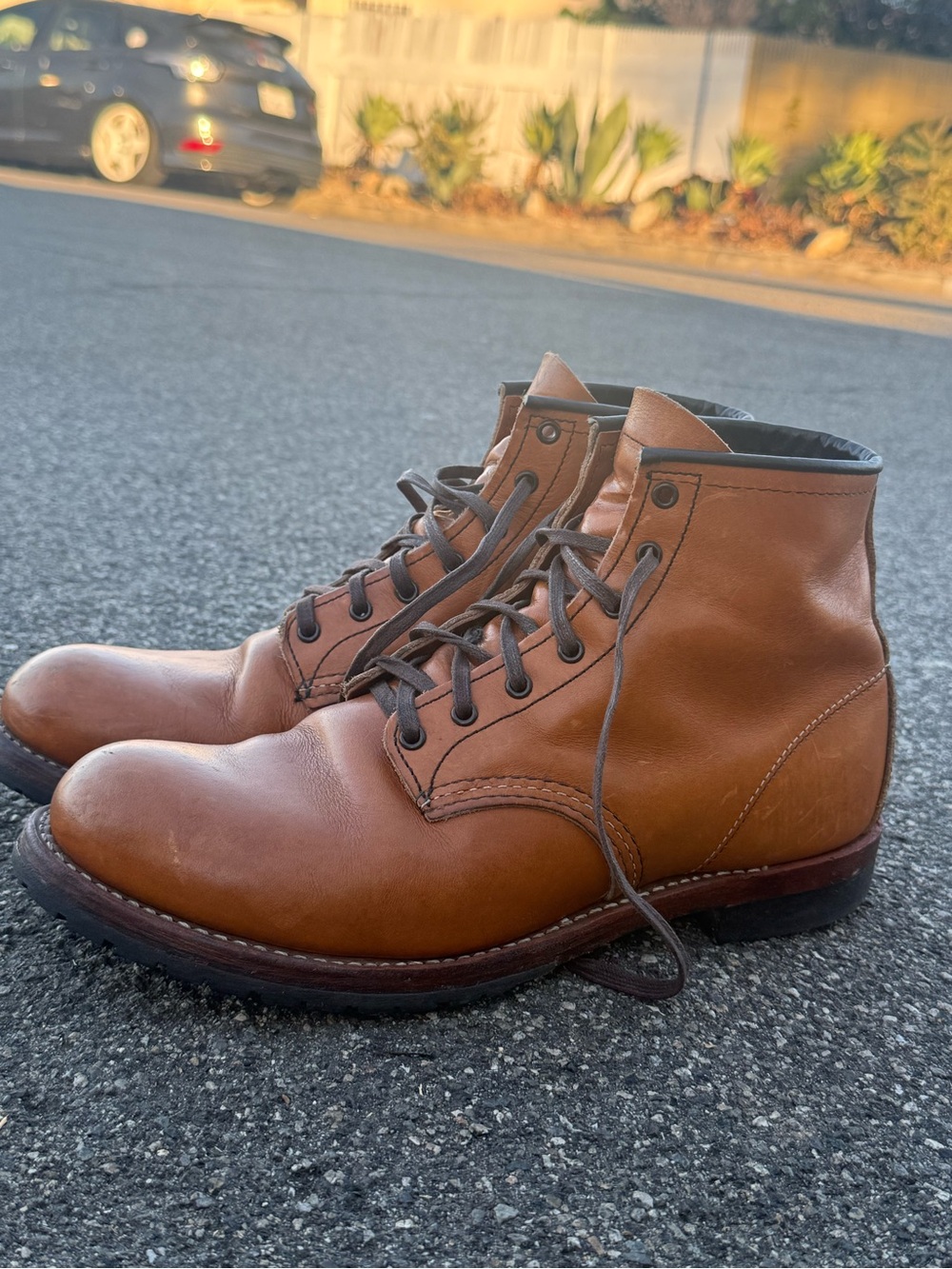 Red Wing Shoes Men’s Tan/Brown Leather Lace-Up Boots